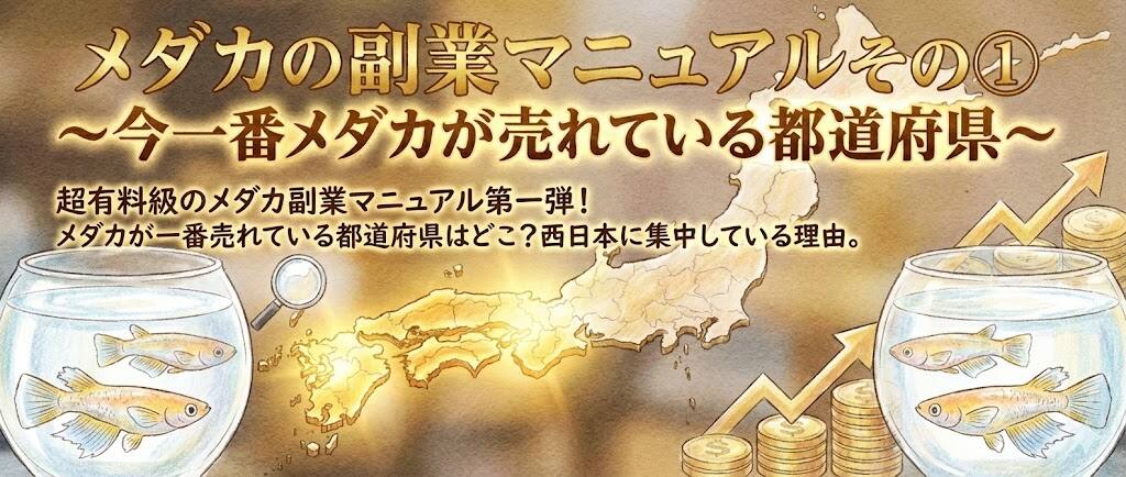 メダカの副業マニュアルその①～今一番メダカが売れている都道府県～