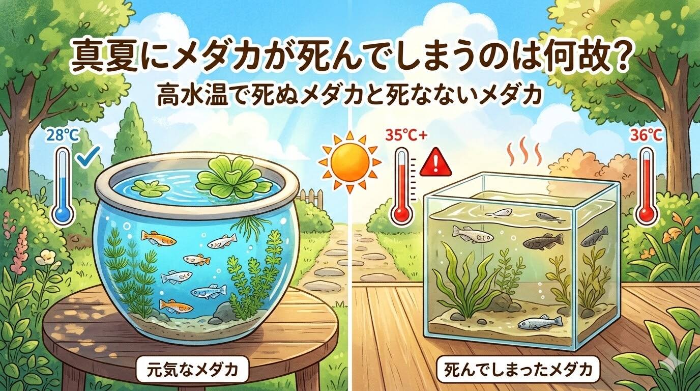 高水温で死ぬメダカと死なないメダカ