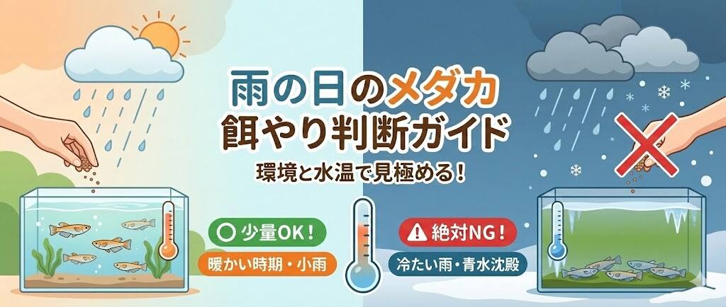 雨の日のメダカ餌やりはNG？根拠に基づく判断基準と水質変化